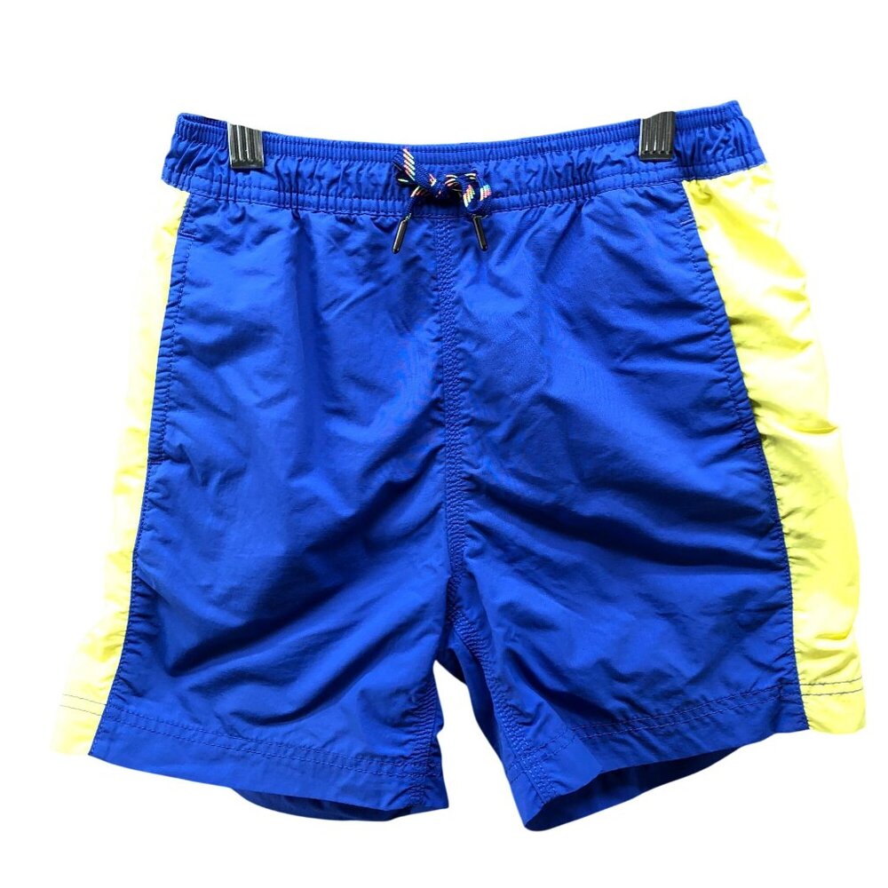 Crewcuts Boys Size 10 Swim Trunks Blue Yellow Stripe Mesh Lined